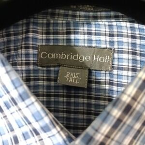Cambridge Hall Mens TALL Single Needle 2XLT Plaid Dress Shirt NWOT